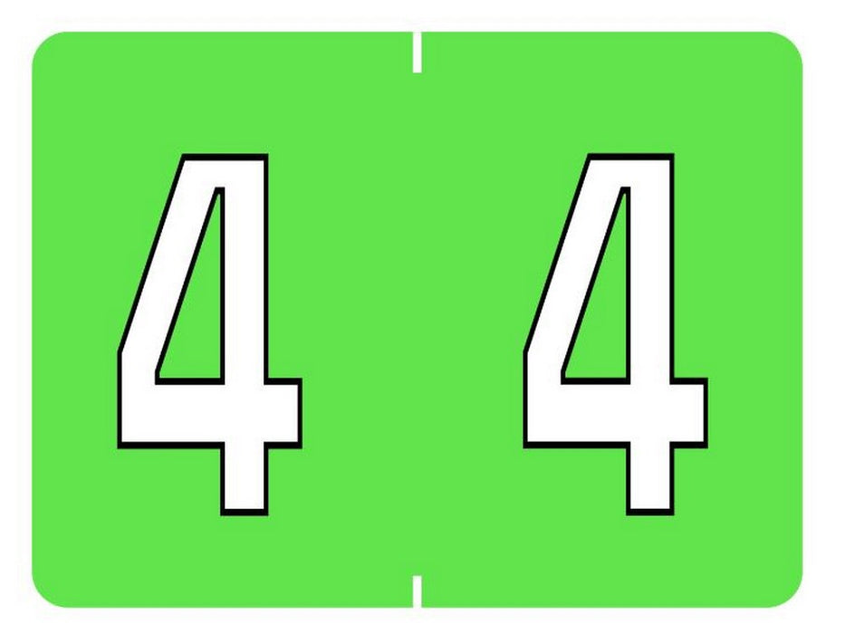 Pendaflex Datafile Compatible End Tab Numeric Label -"4" Red , 500 Labels/rl (4-Light Green)