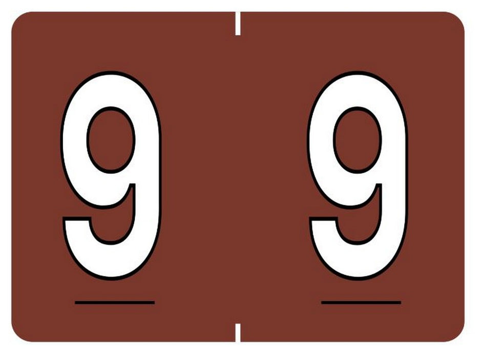 Pendaflex Datafile Compatible End Tab Numeric Label -"9" Brown , 500 Labels/rl (9-Brown)