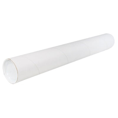 Mailing Tube-With End Caps, 2" X 24", White 25/Ctn
