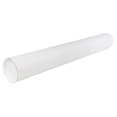 Mailing Tube-With End Caps, 3" X 36", White 30/Ctn