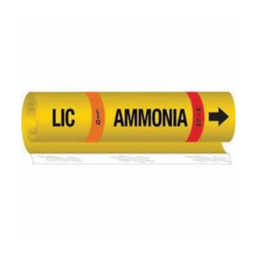 SAF568-"LIC Liq Ammonia High" Ammonia (IIAR) Pipe Marker