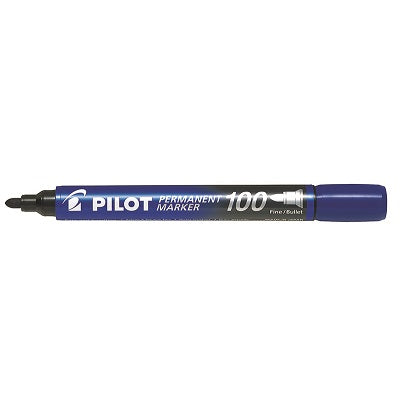 Marker-Permanent, Pilot 100, Bullet Tip, Blue,12/pk