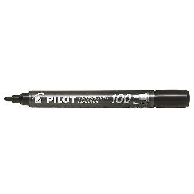 Marker-Permanent, Pilot 100, Bullet Tip, Black,12/pk