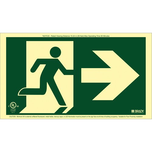 SDN123-BradyGlo® Running Man Exit Sign with Right Arrow