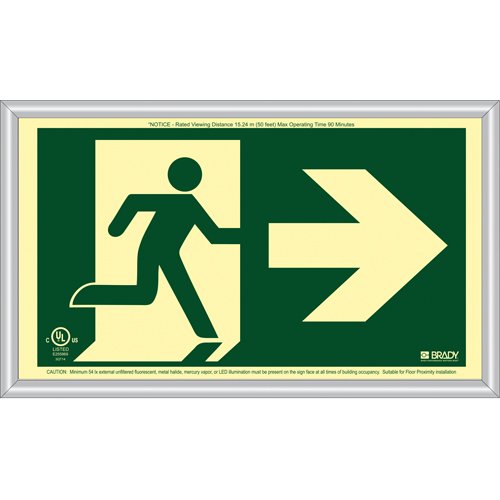 SDN131-BradyGlo® Running Man Exit Sign with Right Arrow