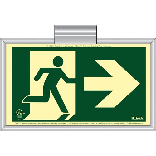 SDN139-BradyGlo® Running Man Exit Sign with Right Arrow