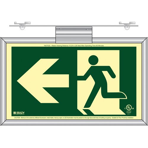 SDN146-BradyGlo® Running Man Exit Sign with Left Arrow