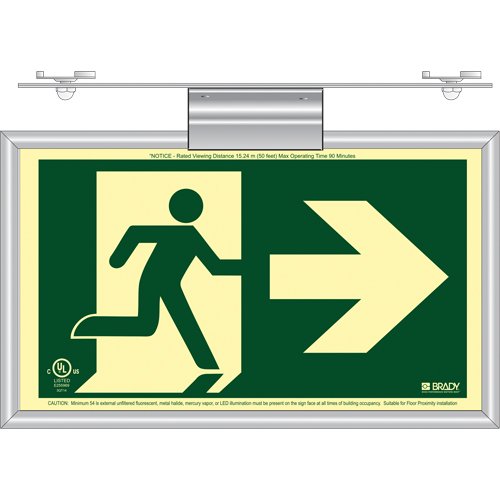 SDN147-BradyGlo® Running Man Exit Sign with Right Arrow