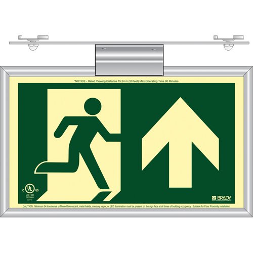 SDN144-BradyGlo® Running Man Exit Sign with Up Arrow