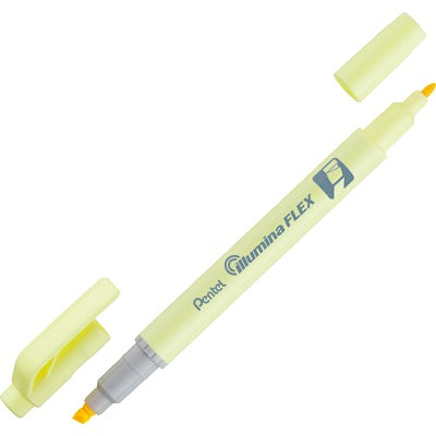 Highlighter-Illumina Flex, Dual Tip, Pastel Yellow,12/pk