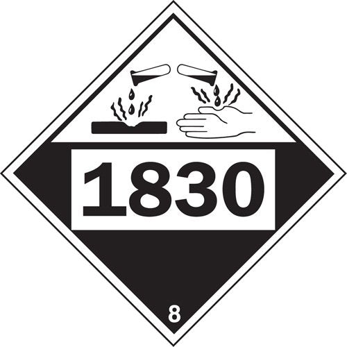 SS839-1830 Sulphuric Acid Corrosive Materials TDG Placard