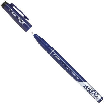 Marker-Frixion Fineliner, Erasable, Black,12/pk
