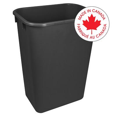 Wastebasket-Plastic 15-1/2 X 11 X 20-2/5", Black