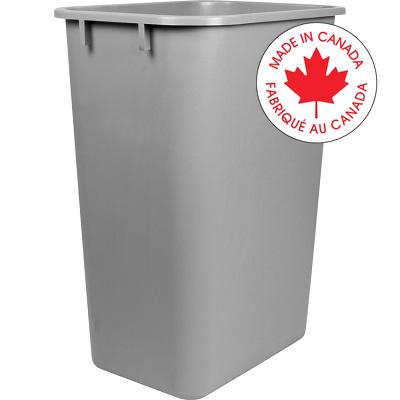 Wastebasket-Plastic 15-1/2 X 11 X 20-2/5", Grey