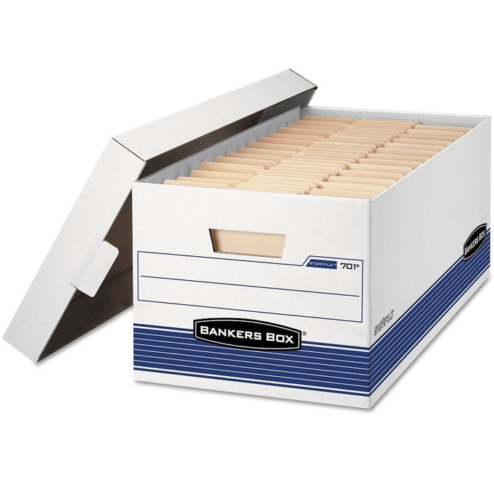File Box-Stor/File Legal, 24" Deep, White/Blue
