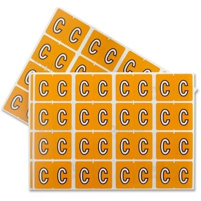 Datafile Pendaflex Compatible End Tab Alphabetic Labels -"C" Light Orange, 240 Labels/pk (C-Light Orange)