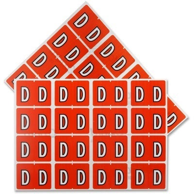 Datafile Pendaflex Compatible End Tab Alphabetic Labels -"D" Dark Orange, 240 Labels/pk (D-Dark Orange)