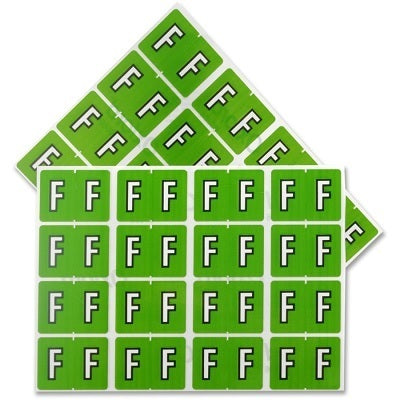 Datafile Pendaflex Compatible End Tab Alphabetic Labels -"F" Light Green, 240 Labels/pk (F-Light Green)