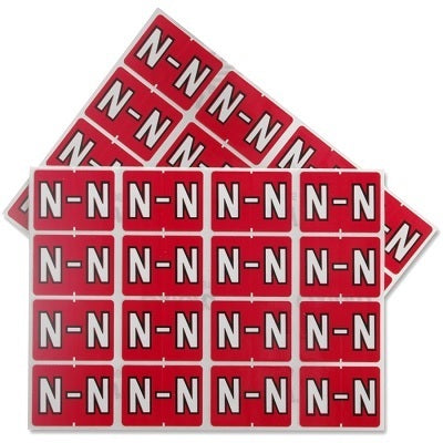 Datafile Pendaflex Compatible End Tab Alphabetic Labels -"N" Red, 240 Labels/pk (N-Red)