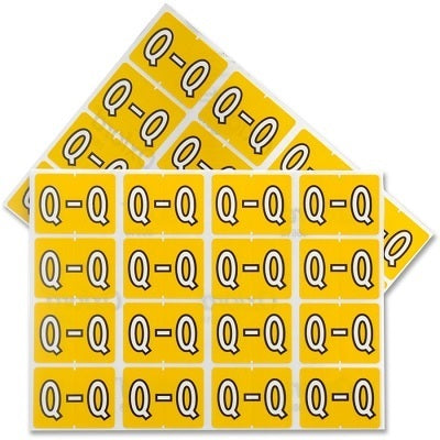 Datafile Pendaflex Compatible End Tab Alphabetic Labels -"Q" Yellow, 240 Labels/pk (Q-Yellow)
