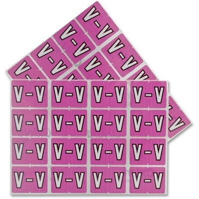 Datafile Pendaflex Compatible End Tab Alphabetic Labels -"V" Light Pink, 240 Labels/pk (V-Light Pink)