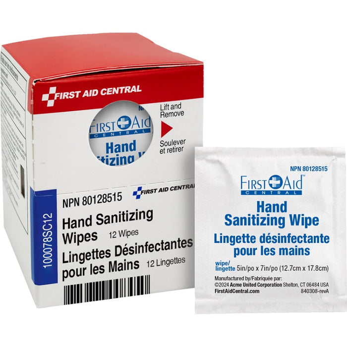 Sanitizing Wipes-First Aid Central 5"X7" 12/Box