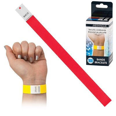 Wristband-Security, Red, 100/Box