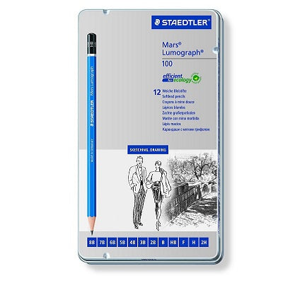 Pencils-Drawing Mars Lumograph,12 Soft Degrees (8B-2H)