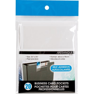 Business Card Pocket-Self-Adhesive, Top Load 20/Pk