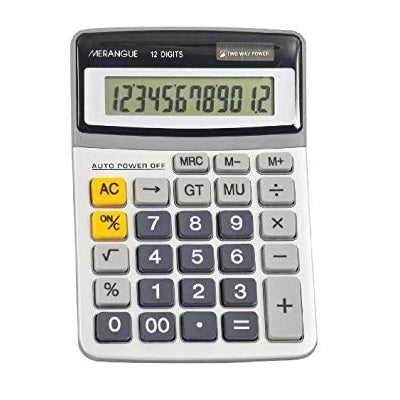 Calculator-Desktop Solar/Battery 12 Digit Angled Display