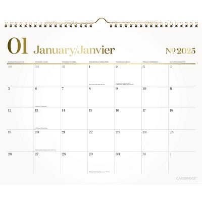 Calendar-Wall, Cambridge Workstyle 15X12 Bilingual  2026