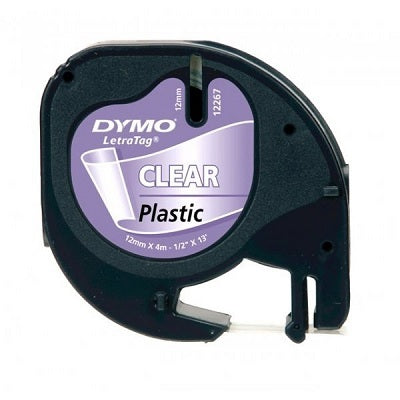 Tape-Letratag, Plastic 12Mm, Black On Clear