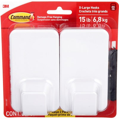 Hook-Command X-Large With 8/Strips & 2 Hook, White 15Lb