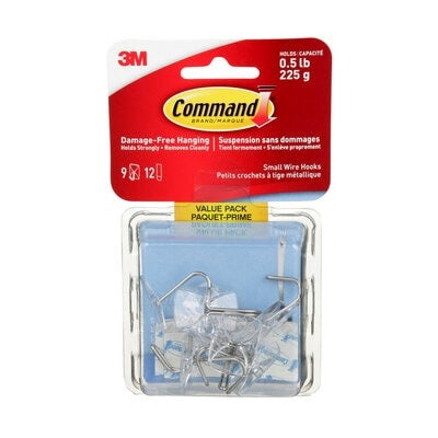 Hook-Command Adhesive, Small Wire, Clear, 9/Pk