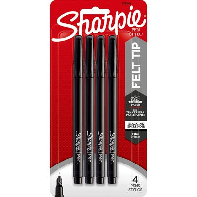 Pen-Porous, Sharpie Fine Black 4/Pk