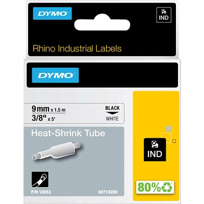 Tape-Dymo, Rhino 3/8" Heat Shrink Tubes, White