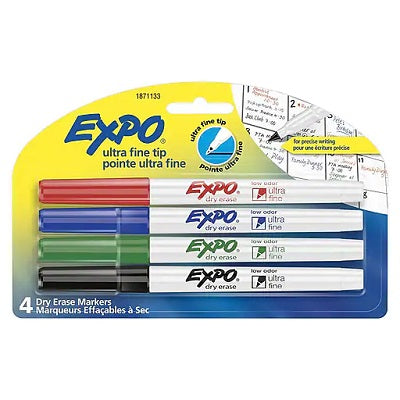 Marker-Dry Erase, Expo Low Odour Ultra Fine 4 Colours