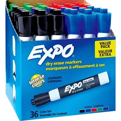 Marker-Dry Erase, Expolow Odour, Chisel Assorted 36/Box