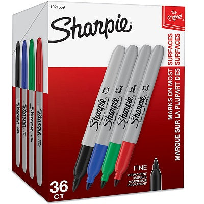 Marker-Permanent, Sharpie Fine, Assorted 36/Box