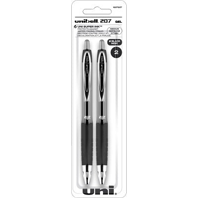 Pen-Retractable, Uni 207 Gel, 0.7Mm Black 2/Pk