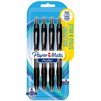 Pen-Retractable, Profile Ballpoint, 1.4Mm, Black 4/Pk