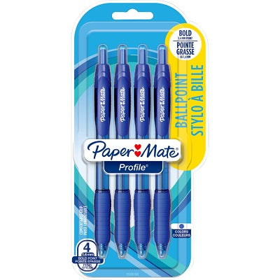 Pen-Retractable, Profile Ballpoint, 1.4Mm, Blue 4/Pk