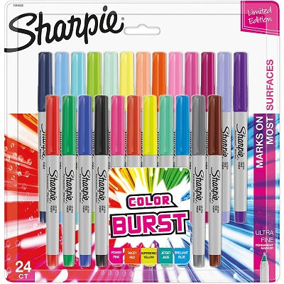 Marker-Permanent, Sharpie Color Burst, Ultra Fine 24 Col