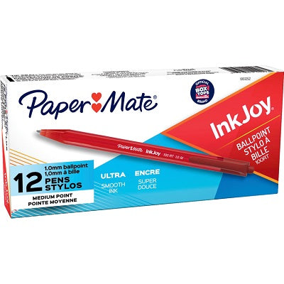 Pen-Retractable, Inkjoy 100Rt Ballpoint, Medium Red 12/Bx