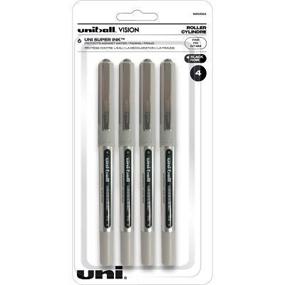 Pen-Roller, Uni Vision, 0.7Mm Fine Black 4/Pk