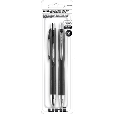 Pen-Retractable, Uni Jetstream, 1.0Mm Blk 2/Pk