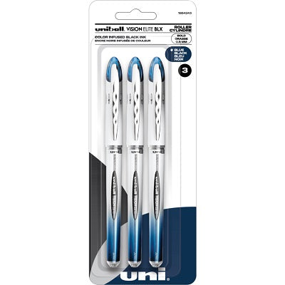 Pen-Roller, Uni Vision Elite, 0.8Mm Blue/Black 3/Pack