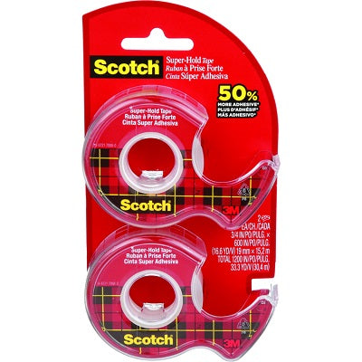 Tape-Transparent Scotch Super-Hold 19Mmx15.5M 2/Pack