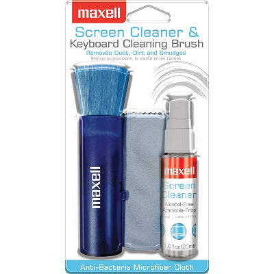 Screen Cleaner-Cleaner, Microfibre Cloth & Keyboard Brush