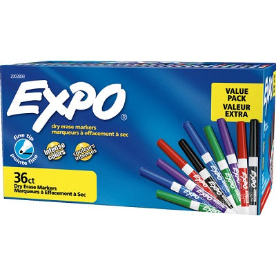 Marker-Dry Erase, Expo Low Odour, Fine Assorted 36/Box